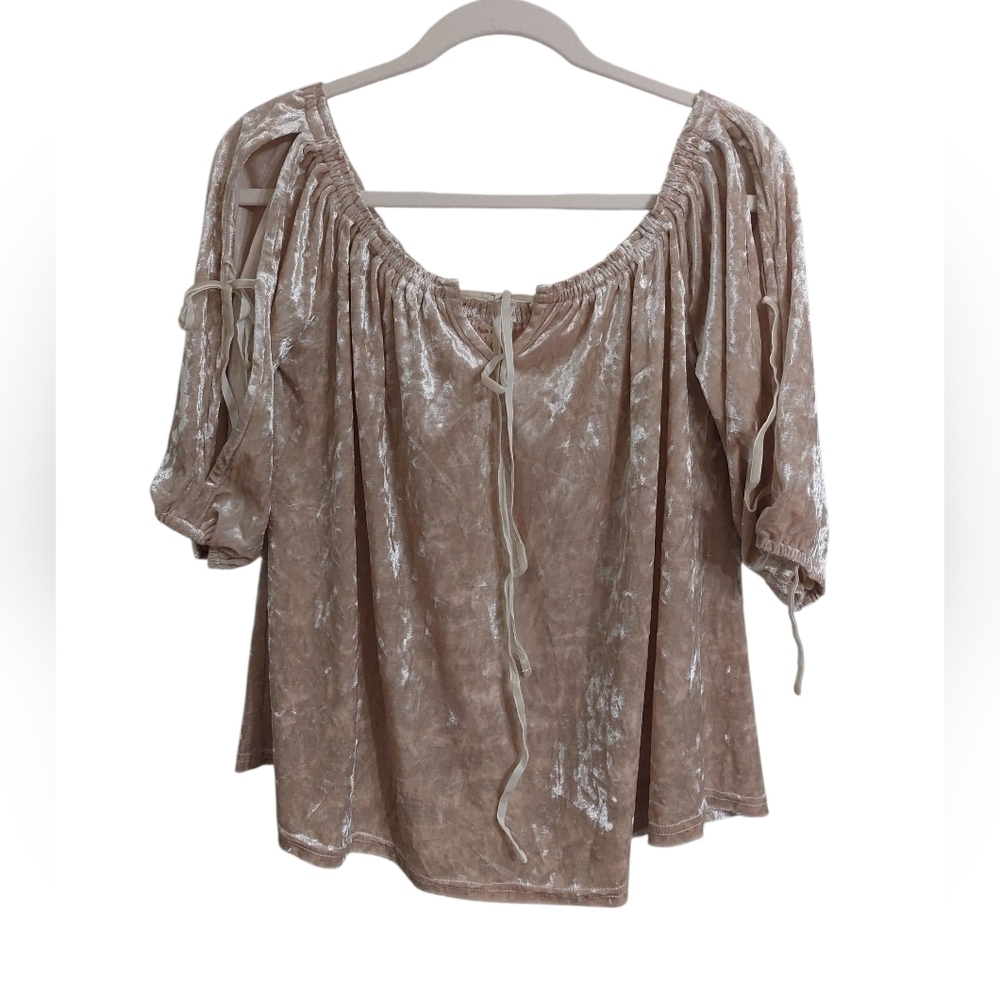 Hem & Thread Velvet Beige Blouse